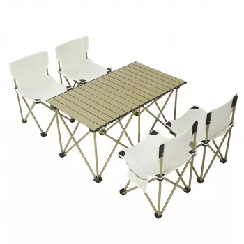 Compact & Durable Outdoor Folding Table and Chairs Set for 4-6 People - Ideal for Camping, BBQ, and Road Trips
