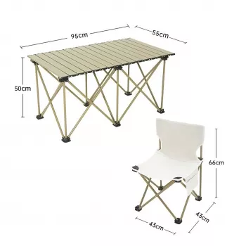 Compact & Durable Outdoor Folding Table and Chairs Set for 4-6 People - Ideal for Camping, BBQ, and Road Trips