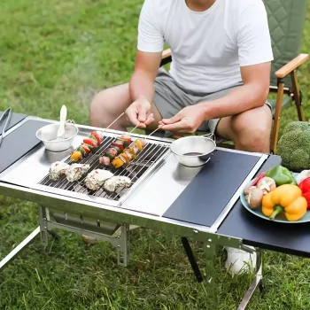 Folding Gas Stove with BBQ Rack - Compact & Portable for Outdoor Adventures