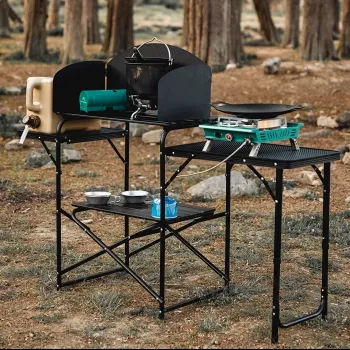 Foldable Outdoor Cooking Table – Portable Camping Kitchen Work Station