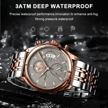 Alternative view of Men's Luxury Waterproof Chronograph Quartz Watch - Stainless Steel, Date Function