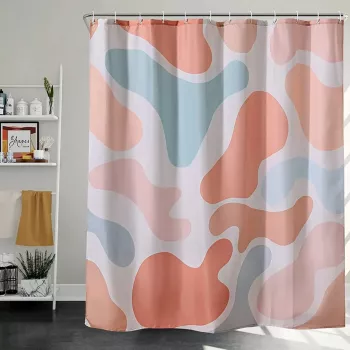 Alternative view of Bohemian Abstract Geometric Shower Curtain: Vintage Orange & Colorful Geometry