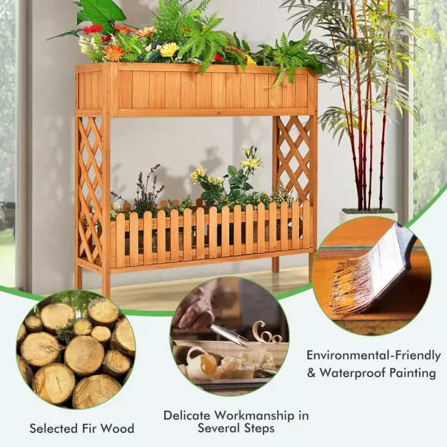 Elevated 2-Tier Wooden Garden Bed - Image 3