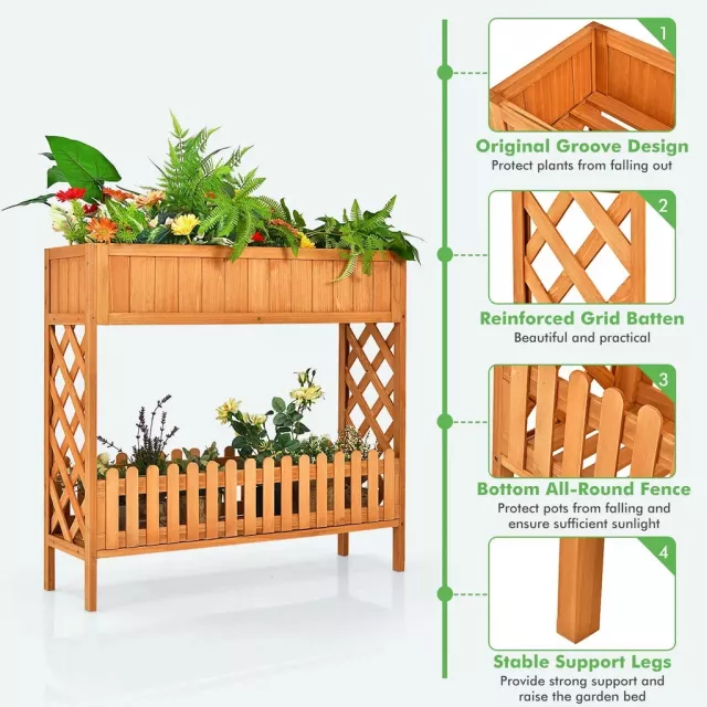 Elevated 2-Tier Wooden Garden Bed - Image 4