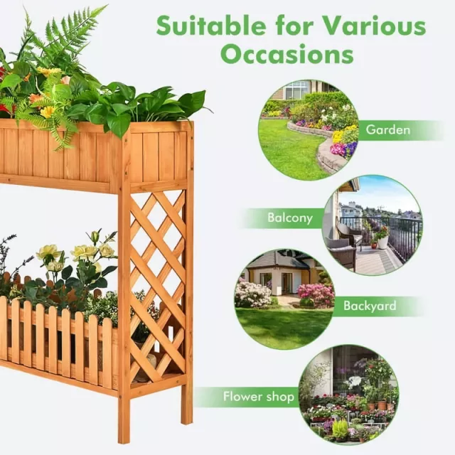 Elevated 2-Tier Wooden Garden Bed - Image 5