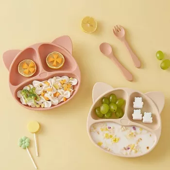 Cat Face Silicone Suction Plate for Kids