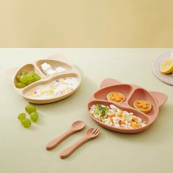 Cat Face Silicone Suction Plate for Kids