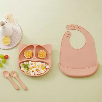 Cat Face Silicone Suction Plate for Kids