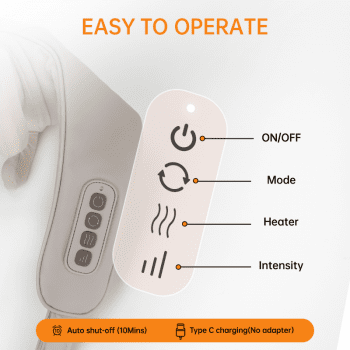Electric Neck and Back Massager Pillow with 4D Kneading and Hot Compress