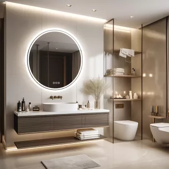 Bathroom Mirror with LED Lights, Anti-Fog, 3 Colors Change