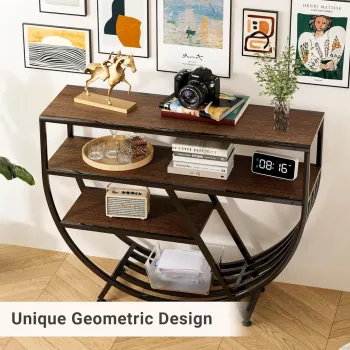 Modern Geometric 3-Tier Console Table