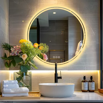 Bathroom Mirror with LED Lights, Anti-Fog, 3 Colors Change