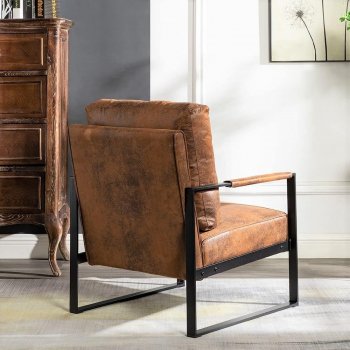 Classic Mid Century Modern Accent Chair with Square Metal Frame
