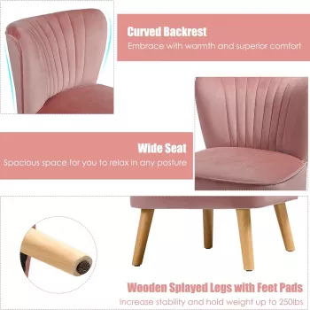 Comfort Corner Velvet Armless Accent Chair with Rubber Wood Legs