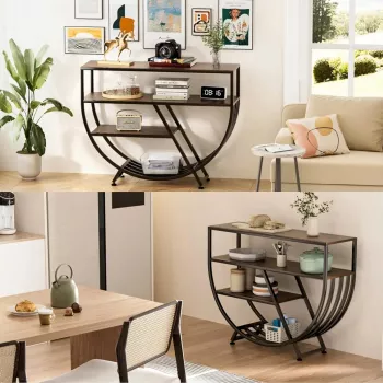 Modern Geometric 3-Tier Console Table