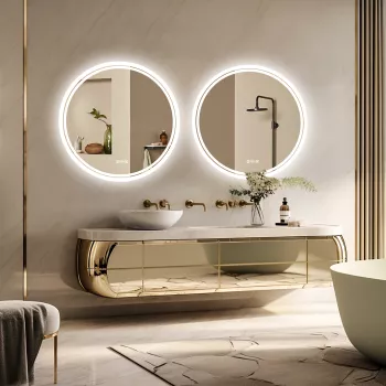Bathroom Mirror with LED Lights, Anti-Fog, 3 Colors Change