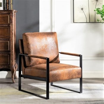 Classic Mid Century Modern Accent Chair with Square Metal Frame