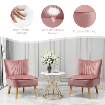 Comfort Corner Velvet Armless Accent Chair with Rubber Wood Legs