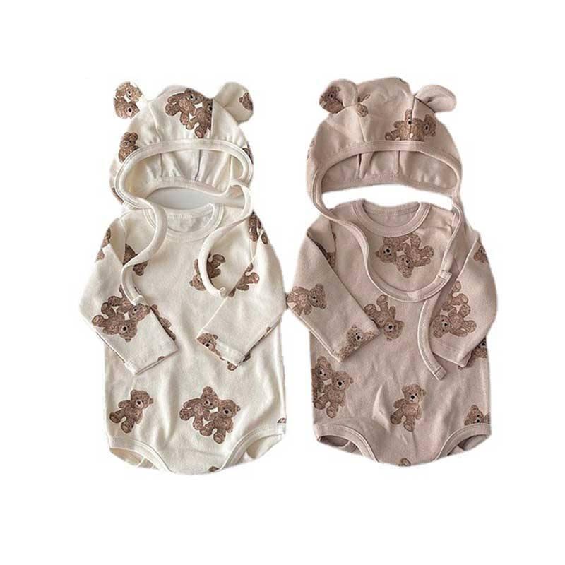 Autumn Cartoon Bear Romper Suit for Infants