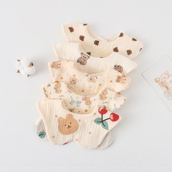 Adorable Rabbit & Bear Ears Cotton Gauze Baby Bibs