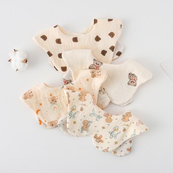 Adorable Rabbit & Bear Ears Cotton Gauze Baby Bibs