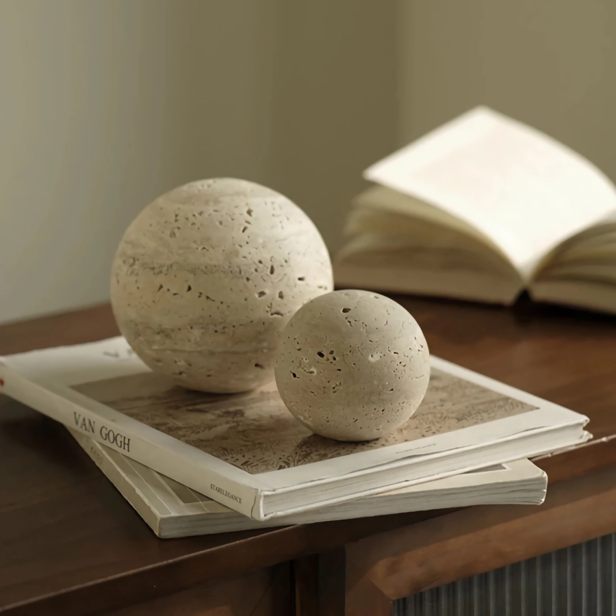Vintage Travertine Marble Sphere for Home Decoration