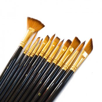 Multi-Functional 12-Piece Short Wood Rod Oil Painting Brush Set