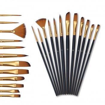 Multi-Functional 12-Piece Short Wood Rod Oil Painting Brush Set