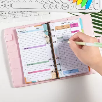 A6 Green Plant Loose Leaf Notebook with Planner and Budget Pages