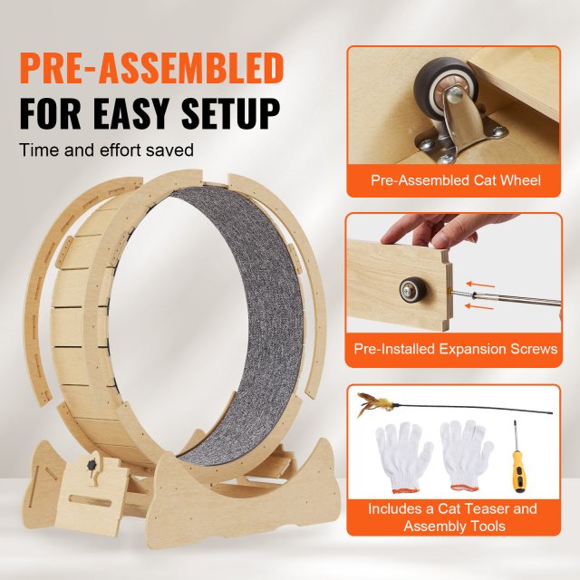 Natural Wood Cat Exercise Wheel - Image 5