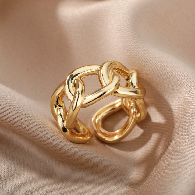 Gold Adjustable Chain Ring for Women - Image 3