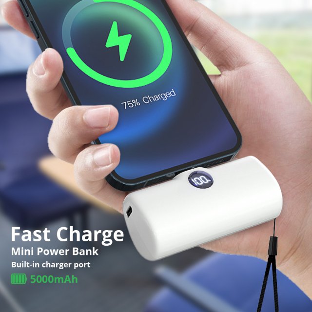 Compact Fast Charge Portable Power Bank with Built-in Cable - Image 6