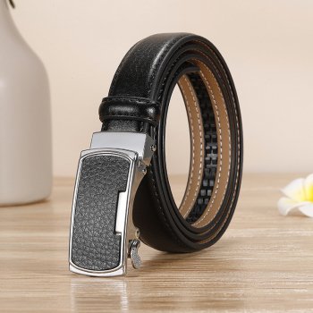 Elegant Leather Women's Belt with Alloy Automatic Buckle