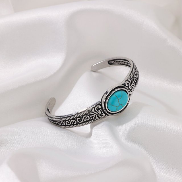 Elegant Stainless Steel Opal Cuff Bracelet - Image 4