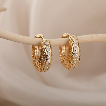 Stainless Steel Hollow Flower Hoop Earrings