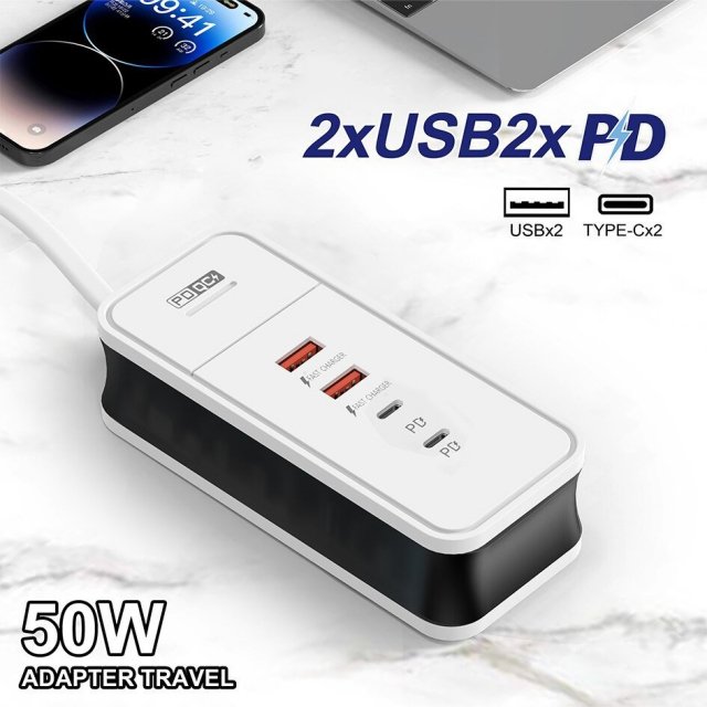 Compact 4-Port USB Wall Charger with Fast Charging - Image 3