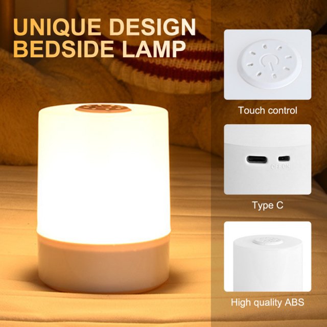 Rechargeable Touch Bedside Lamp with Dimmable LED Light - Image 5