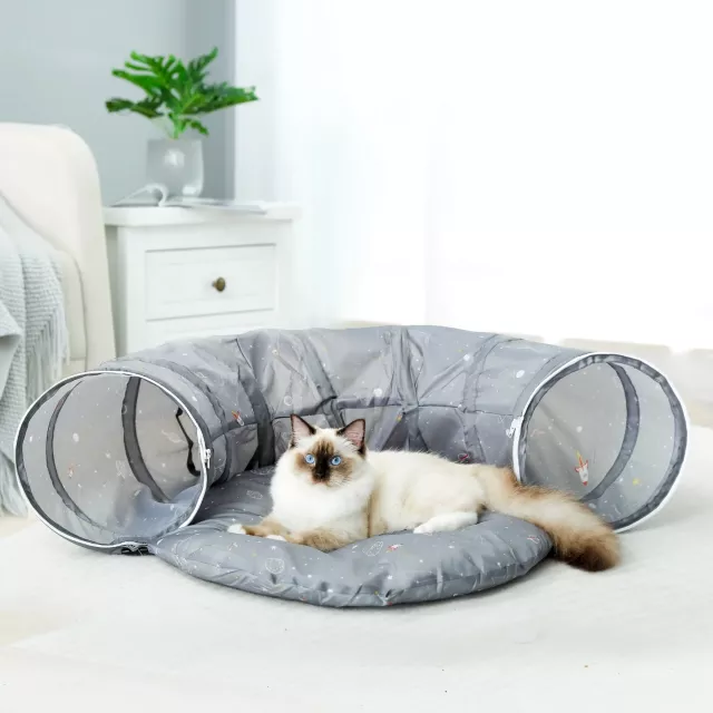 Collapsible Cat Tunnel Toy with Mat - Interactive Pet Play Tube for Cats and Dogs - Image 4