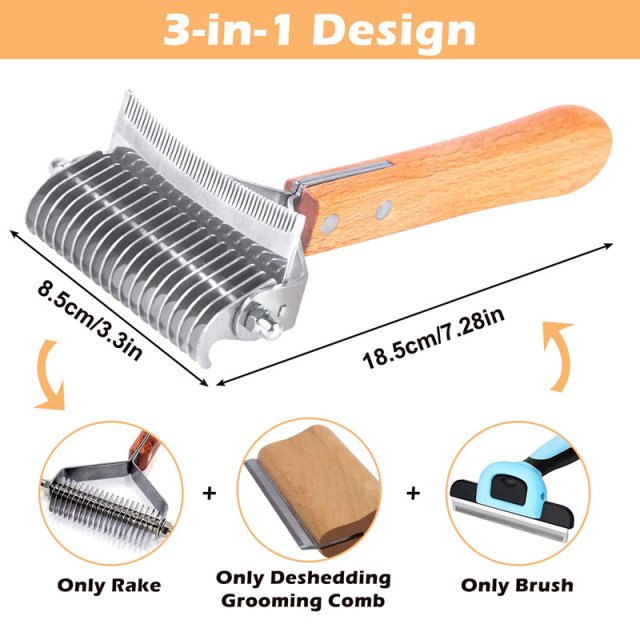 3-in-1 Deshedding Dog Rake Brush - Image 6