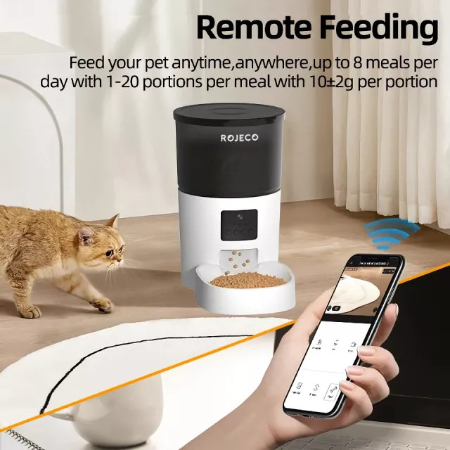 3L Smart Automatic Pet Feeder with Camera and Stainless Steel Bowl - Image 3