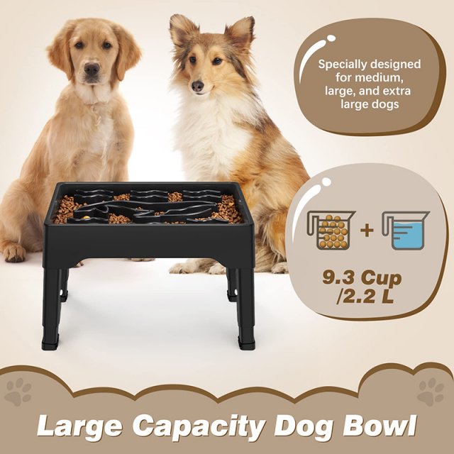 Adjustable Elevated Dog Bowls with Slow Feeder for Large Dogs - Image 3