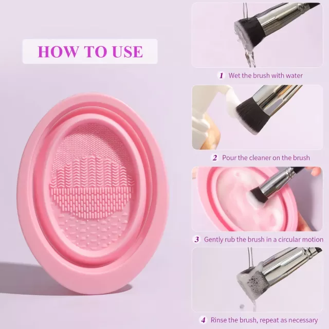 Silicone Makeup Brush Cleaner & Folding Washing Bowl - Image 4