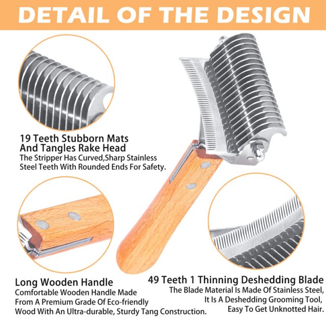 3-in-1 Deshedding Dog Rake Brush - Image 3