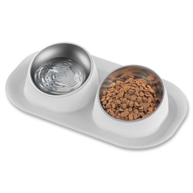 Stainless Steel Tilted Double Dog Bowl - Anti-Skid, No Spill, Removable Feeding Bowls for Cats and Dogs - Image 6