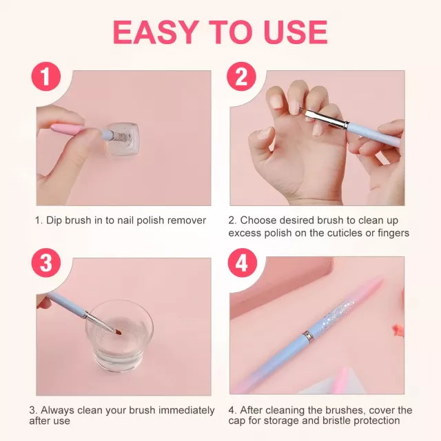 Nail Art Clean Up & Painting Brushes for Perfect Nail Design - Image 6