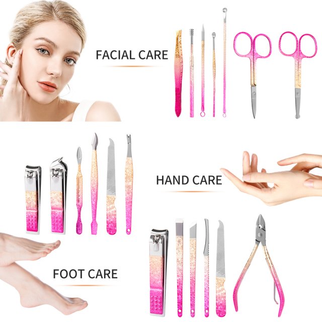 Luxury Gradient Pink Gold Manicure & Pedicure Set - Image 3