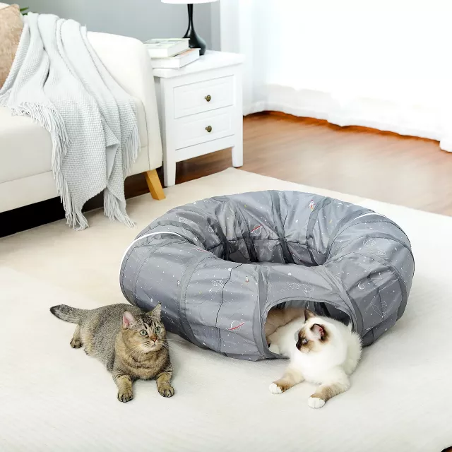 Collapsible Cat Tunnel Toy with Mat - Interactive Pet Play Tube for Cats and Dogs - Image 3