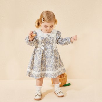 Adorable Toddler Girls Long Sleeve Bowknot Dress