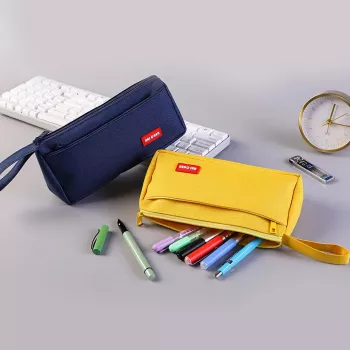 Black Oxford Cloth Pencil Case for School and Office Supplies