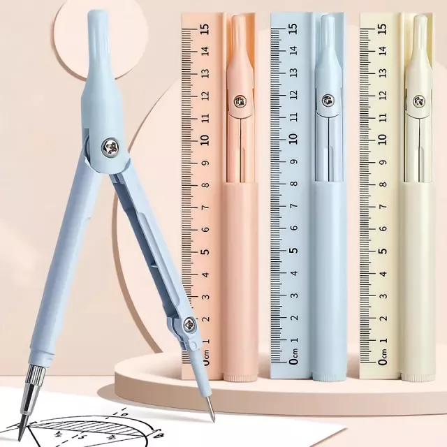 Multifunctional Geometry Set with Compass, Ruler, and Pencil - Image 3